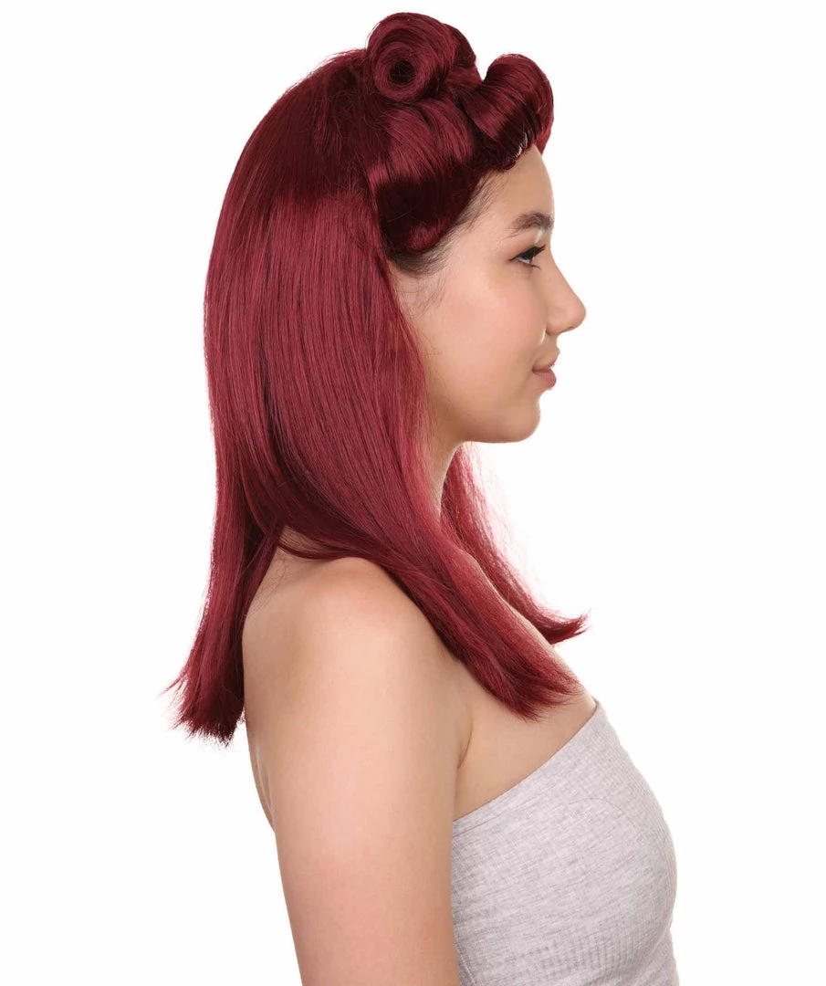 HPO Women's 40s Pin Up Girl Brown Womens Wig | Cosplay Halloween Wig | Premium Breathable Capless Cap 5 HPO Women's 40s Pin Up Girl Brown Womens Wig | Cosplay Halloween Wig | Premium Breathable Capless Cap