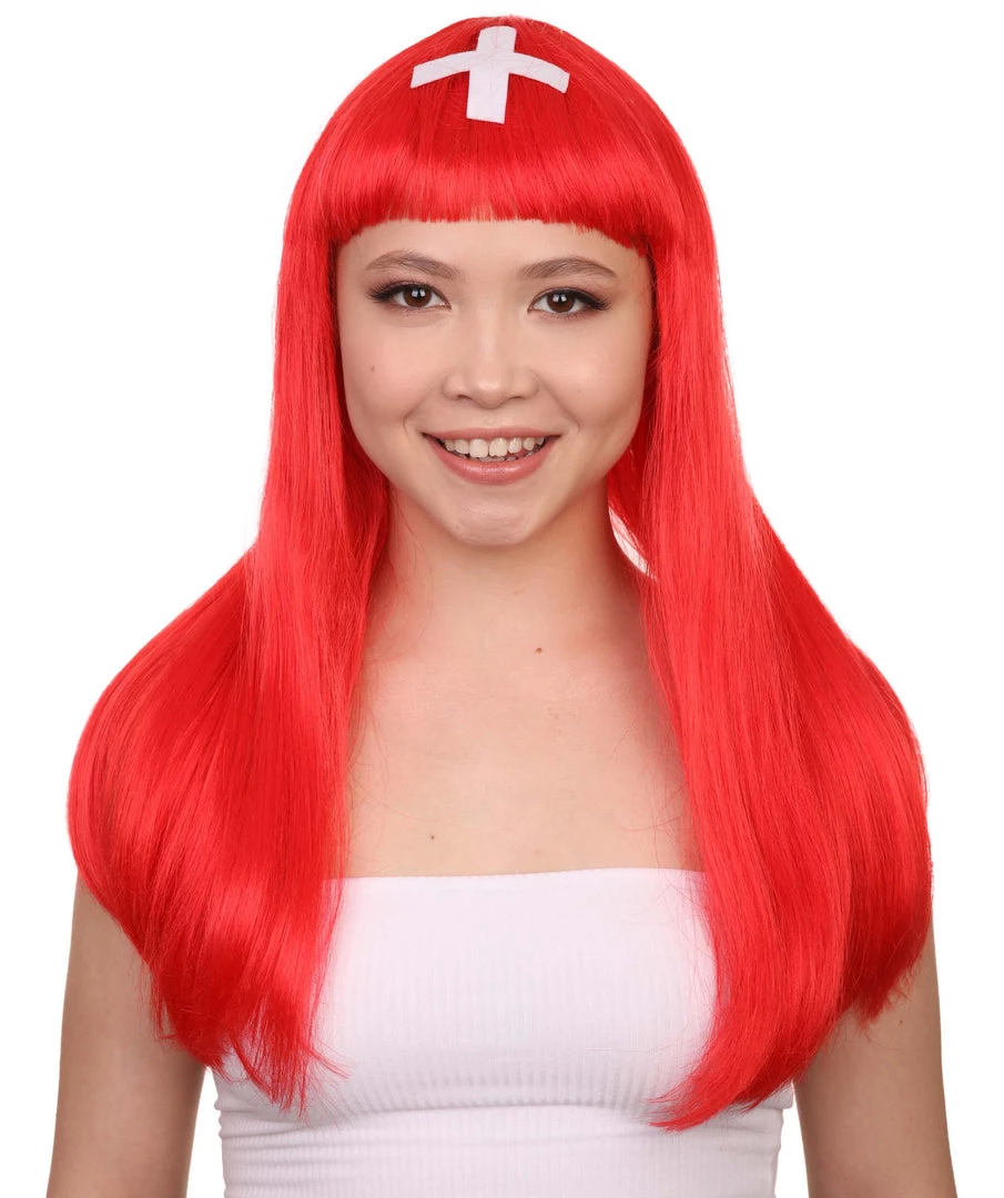 FLAGWIGS Switzerland Flag Sport Party Long Bob Wig | Sexy Cosplay Party Halloween Wig | Premium Breathable Capless Cap 1 FLAGWIGS Switzerland Flag Sport Party Long Bob Wig | Sexy Cosplay Party Halloween Wig | Premium Breathable Capless Cap