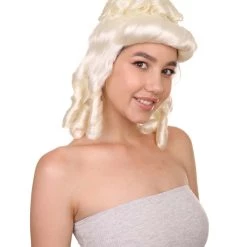 HPO Womens Colonial Ladies 18th Century Wig | Blonde Historical Wigs | Premium Breathable Capless Cap Women's 14 HPO Womens Colonial Ladies 18th Century Wig | Blonde Historical Wigs | Premium Breathable Capless Cap Women's