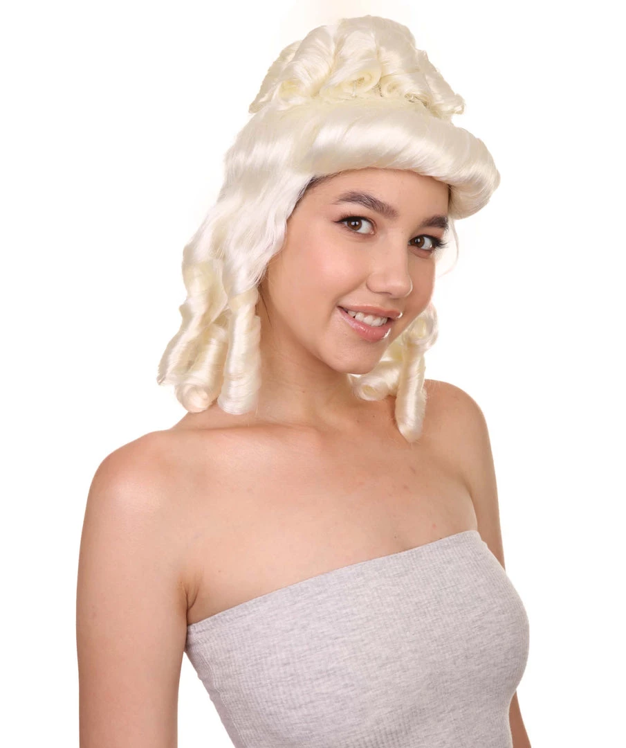HPO Womens Colonial Ladies 18th Century Wig | Blonde Historical Wigs | Premium Breathable Capless Cap Women's 6 HPO Womens Colonial Ladies 18th Century Wig | Blonde Historical Wigs | Premium Breathable Capless Cap Women's