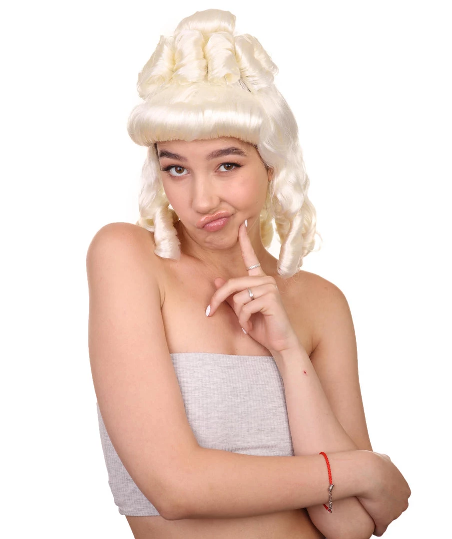 HPO Womens Colonial Ladies 18th Century Wig | Blonde Historical Wigs | Premium Breathable Capless Cap Women's 7 HPO Womens Colonial Ladies 18th Century Wig | Blonde Historical Wigs | Premium Breathable Capless Cap Women's