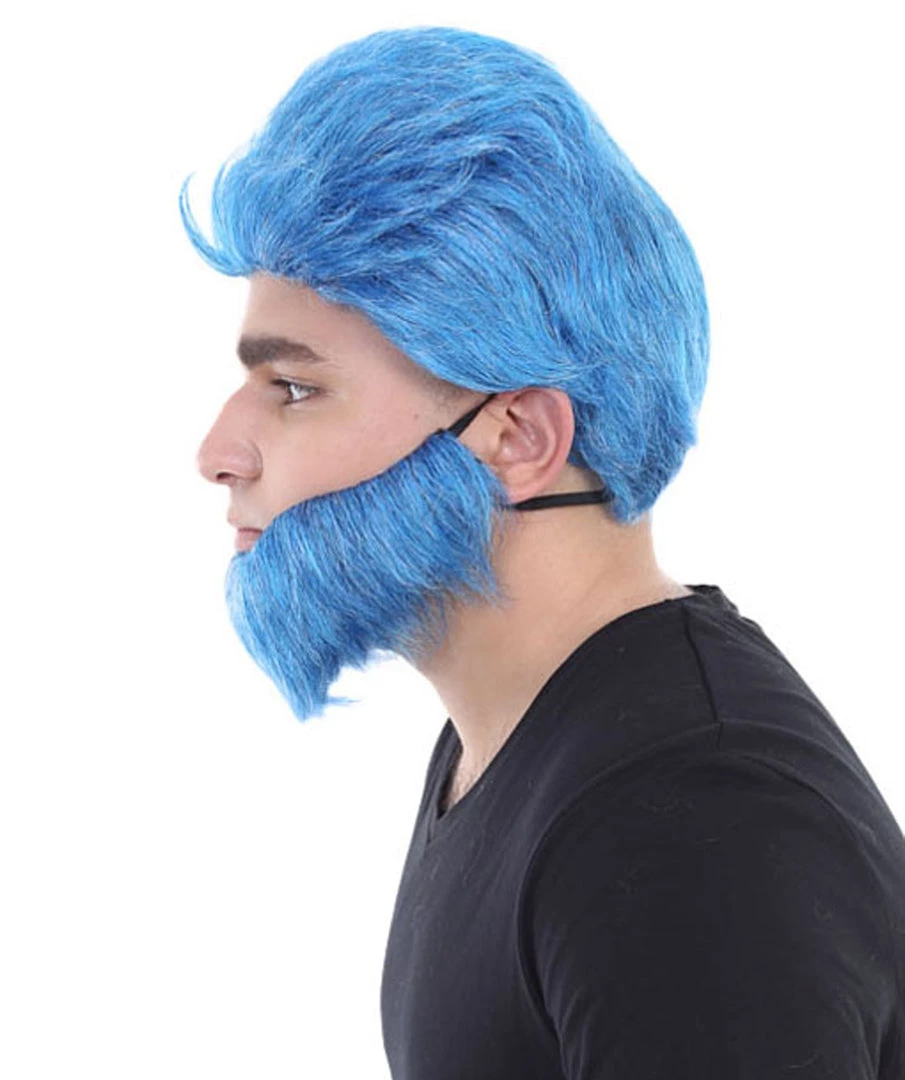 HPO Beast Wig & Beard | Blue Cosplay Halloween Wig | Premium Breathable Capless Cap 3 HPO Beast Wig & Beard | Blue Cosplay Halloween Wig | Premium Breathable Capless Cap