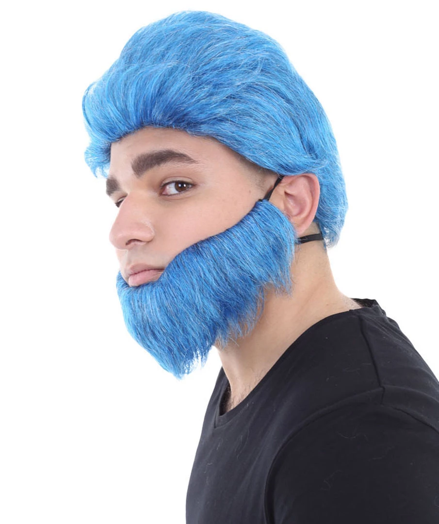 HPO Beast Wig & Beard | Blue Cosplay Halloween Wig | Premium Breathable Capless Cap 2 HPO Beast Wig & Beard | Blue Cosplay Halloween Wig | Premium Breathable Capless Cap