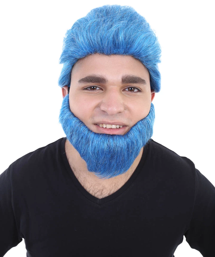 HPO Beast Wig & Beard | Blue Cosplay Halloween Wig | Premium Breathable Capless Cap 1 HPO Beast Wig & Beard | Blue Cosplay Halloween Wig | Premium Breathable Capless Cap