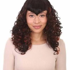 HPO Womens Passion Wig | Long Curly Black Party Ready Fancy Cosplay Halloween Wig | Premium Breathable Capless Cap Women's