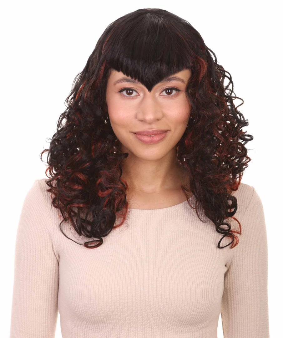 HPO Womens Passion Wig | Long Curly Black Party Ready Fancy Cosplay Halloween Wig | Premium Breathable Capless Cap Women's 1 HPO Womens Passion Wig | Long Curly Black Party Ready Fancy Cosplay Halloween Wig | Premium Breathable Capless Cap Women's