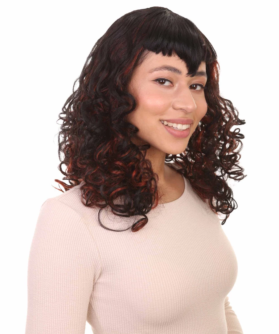 HPO Womens Passion Wig | Long Curly Black Party Ready Fancy Cosplay Halloween Wig | Premium Breathable Capless Cap Women's 6 HPO Womens Passion Wig | Long Curly Black Party Ready Fancy Cosplay Halloween Wig | Premium Breathable Capless Cap Women's