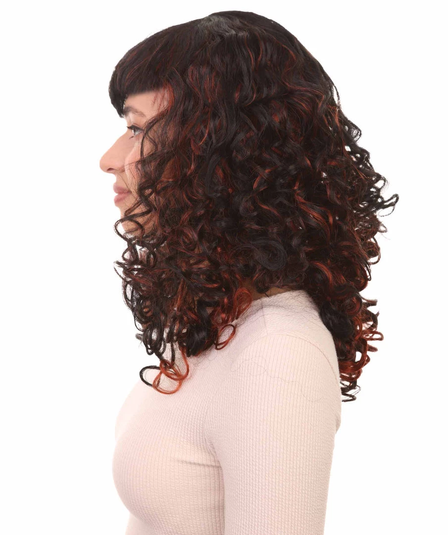 HPO Womens Passion Wig | Long Curly Black Party Ready Fancy Cosplay Halloween Wig | Premium Breathable Capless Cap Women's 3 HPO Womens Passion Wig | Long Curly Black Party Ready Fancy Cosplay Halloween Wig | Premium Breathable Capless Cap Women's