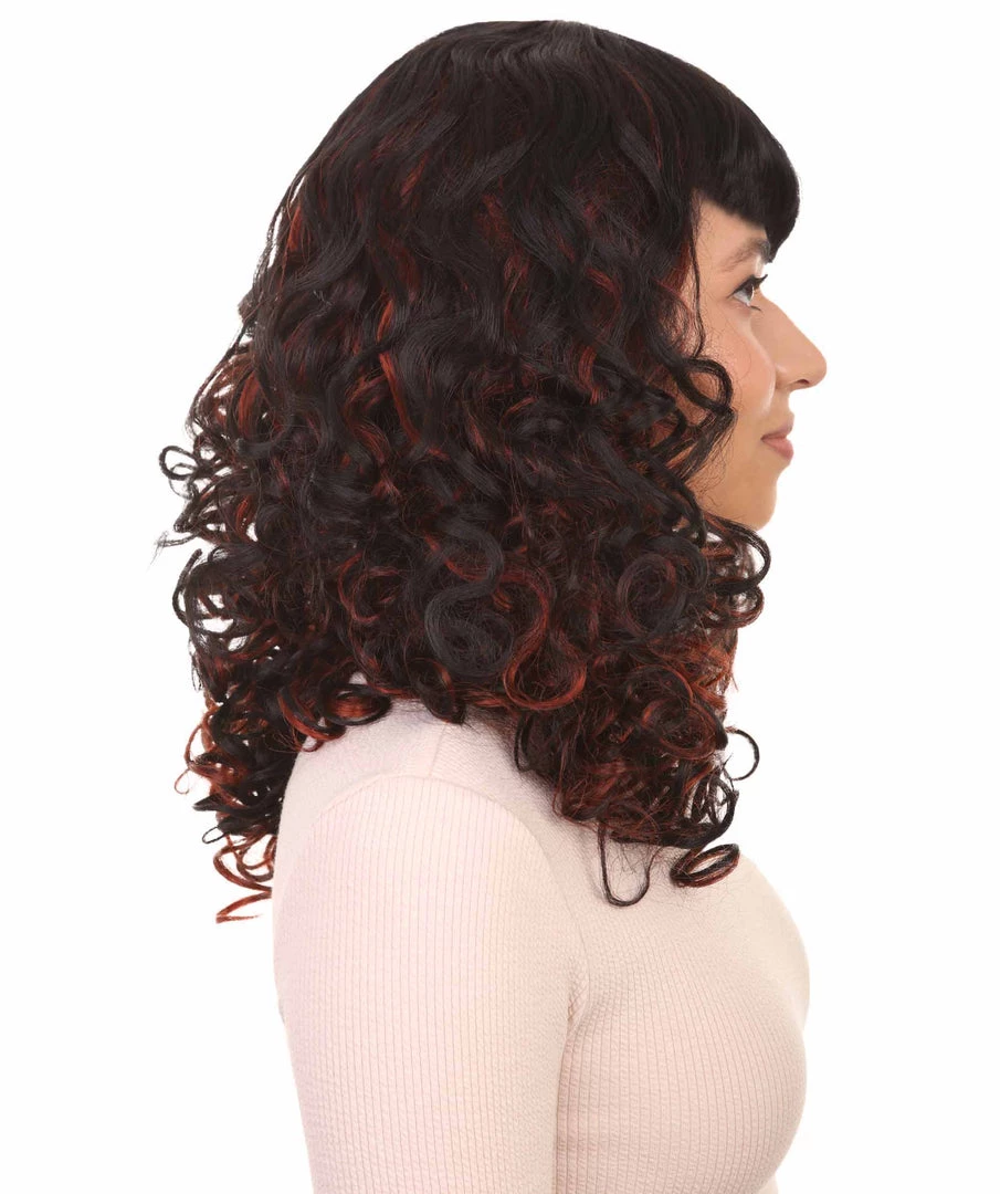 HPO Womens Passion Wig | Long Curly Black Party Ready Fancy Cosplay Halloween Wig | Premium Breathable Capless Cap Women's 5 HPO Womens Passion Wig | Long Curly Black Party Ready Fancy Cosplay Halloween Wig | Premium Breathable Capless Cap Women's