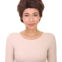 HPO Womens Short Adult Wig | Brown Vintage Wigs | Premium Breathable Capless Cap