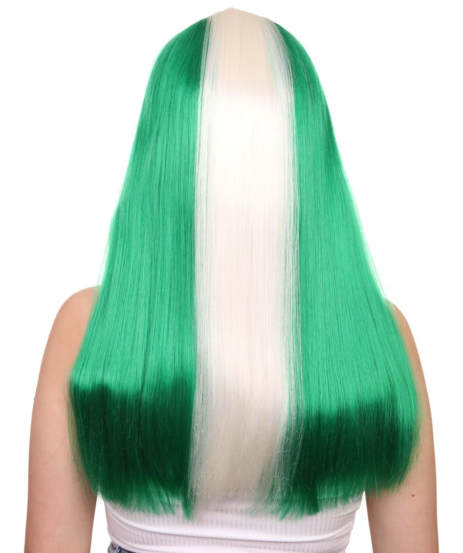 FLAGWIGS Nigeria Flag Sport Party Long Bob Wig | National Pride White Green Long Wig | Premium Breathable Capless Cap Women's 4 FLAGWIGS Nigeria Flag Sport Party Long Bob Wig | National Pride White Green Long Wig | Premium Breathable Capless Cap Women's