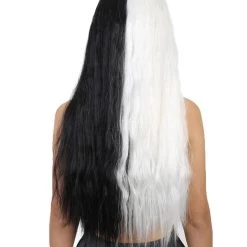 HPO Long Women's Wig | Black And White Two-Tone Wig | Premium Breathable Capless Cap