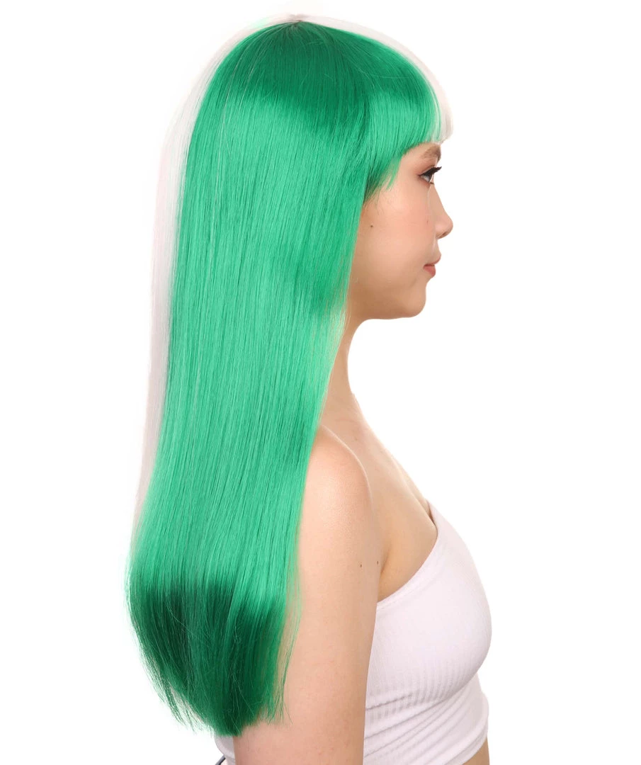 FLAGWIGS Nigeria Flag Sport Party Long Bob Wig | National Pride White Green Long Wig | Premium Breathable Capless Cap Women's 5 FLAGWIGS Nigeria Flag Sport Party Long Bob Wig | National Pride White Green Long Wig | Premium Breathable Capless Cap Women's