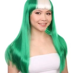 FLAGWIGS Nigeria Flag Sport Party Long Bob Wig | National Pride White Green Long Wig | Premium Breathable Capless Cap Women's 14 FLAGWIGS Nigeria Flag Sport Party Long Bob Wig | National Pride White Green Long Wig | Premium Breathable Capless Cap Women's