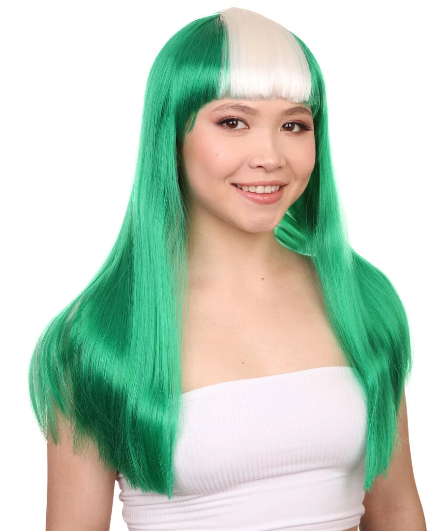 FLAGWIGS Nigeria Flag Sport Party Long Bob Wig | National Pride White Green Long Wig | Premium Breathable Capless Cap Women's 6 FLAGWIGS Nigeria Flag Sport Party Long Bob Wig | National Pride White Green Long Wig | Premium Breathable Capless Cap Women's