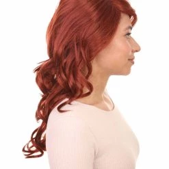HPO Fancy Auburn Wavy Womens Wig | Medium Glamour Halloween Wig | Premium Breathable Capless Cap Women's 13 HPO Fancy Auburn Wavy Womens Wig | Medium Glamour Halloween Wig | Premium Breathable Capless Cap Women's