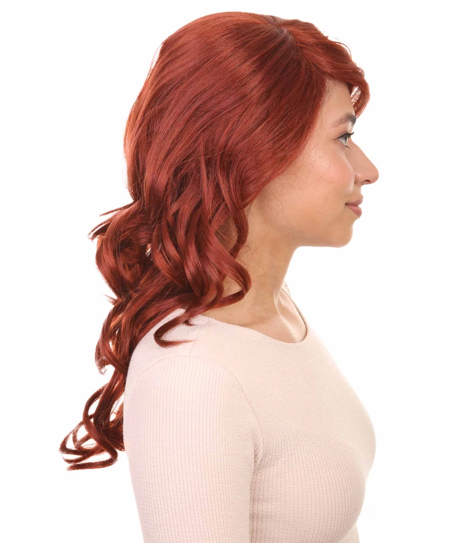 HPO Fancy Auburn Wavy Womens Wig | Medium Glamour Halloween Wig | Premium Breathable Capless Cap Women's 5 HPO Fancy Auburn Wavy Womens Wig | Medium Glamour Halloween Wig | Premium Breathable Capless Cap Women's