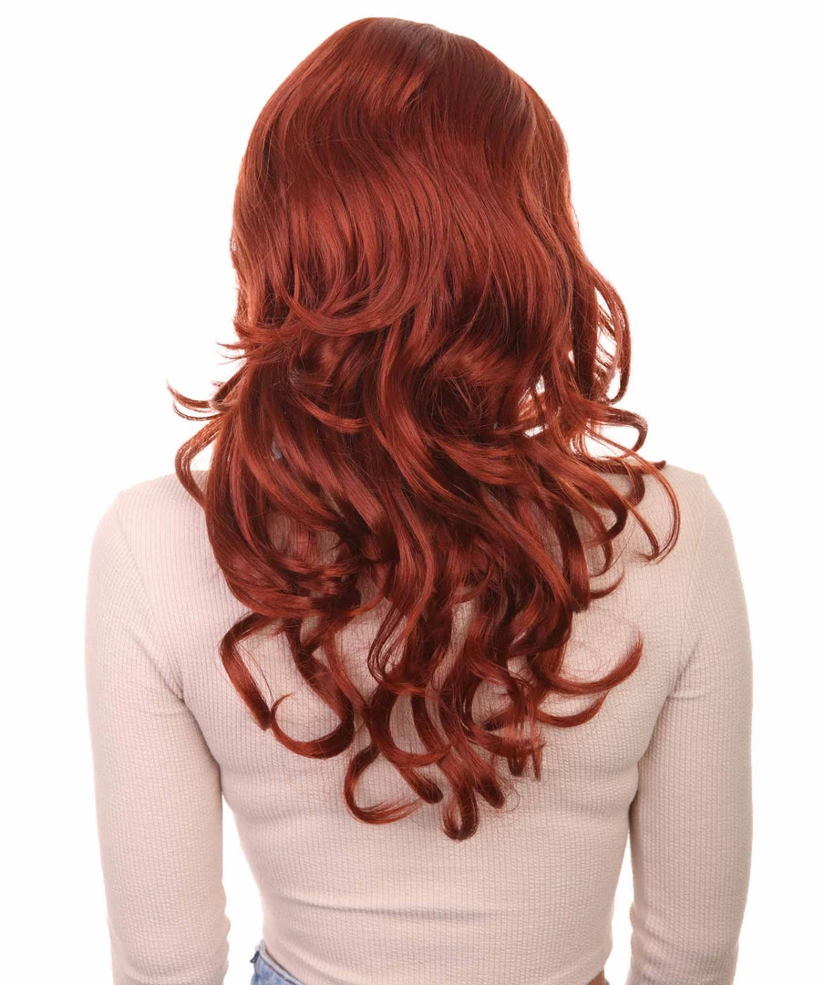 HPO Fancy Auburn Wavy Womens Wig | Medium Glamour Halloween Wig | Premium Breathable Capless Cap Women's 4 HPO Fancy Auburn Wavy Womens Wig | Medium Glamour Halloween Wig | Premium Breathable Capless Cap Women's