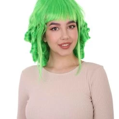 HPO Womens 18th Century Colonial Lady Curly Neon Green Historical Wig | Premium Breathable Capless Cap Women's 23 HPO Womens 18th Century Colonial Lady Curly Neon Green Historical Wig | Premium Breathable Capless Cap Women's