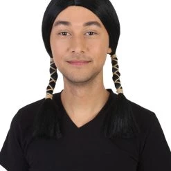 HPO Men's Native American Wig | Cosplay Halloween Wig | Premium Breathable Capless Cap