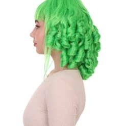 HPO Womens 18th Century Colonial Lady Curly Neon Green Historical Wig | Premium Breathable Capless Cap Women's 25 HPO Womens 18th Century Colonial Lady Curly Neon Green Historical Wig | Premium Breathable Capless Cap Women's