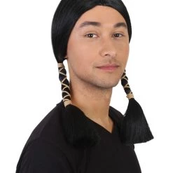 HPO Men's Native American Wig | Cosplay Halloween Wig | Premium Breathable Capless Cap