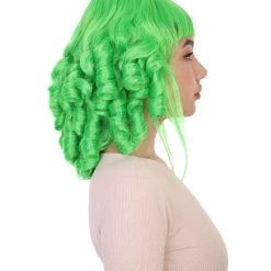 HPO Womens 18th Century Colonial Lady Curly Neon Green Historical Wig | Premium Breathable Capless Cap Women's 27 HPO Womens 18th Century Colonial Lady Curly Neon Green Historical Wig | Premium Breathable Capless Cap Women's