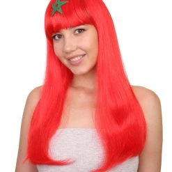 FLAGWIGS Women's Morocco Flag Sports Party Long Bob Wig | Premium Breathable Capless Cap