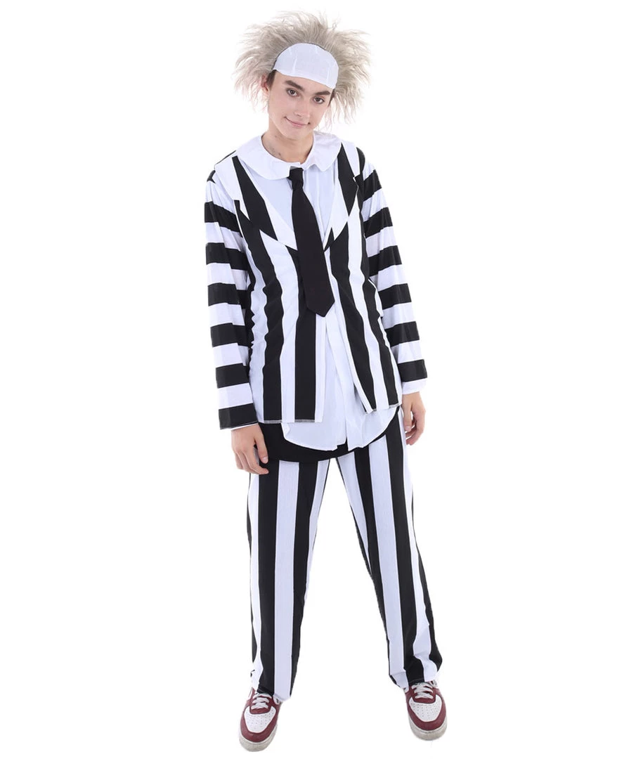 HPO Adult Men's Beetlejuice Costume | Black & White Halloween Costume 1 HPO Adult Men's Beetlejuice Costume | Black & White Halloween Costume