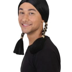 HPO Men's Native American Wig | Cosplay Halloween Wig | Premium Breathable Capless Cap