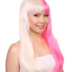 HPO Women's Long Bob Blonde & Pink Womens Wig | Dramatical Cosplay Halloween Wig | Premium Breathable Capless Cap 14 HPO Women's Long Bob Blonde & Pink Womens Wig | Dramatical Cosplay Halloween Wig | Premium Breathable Capless Cap