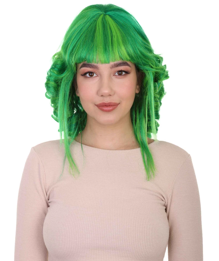 HPO Womens 18th Century Colonial Lady Curly Neon Green Historical Wig | Premium Breathable Capless Cap Women's 1 HPO Womens 18th Century Colonial Lady Curly Neon Green Historical Wig | Premium Breathable Capless Cap Women's