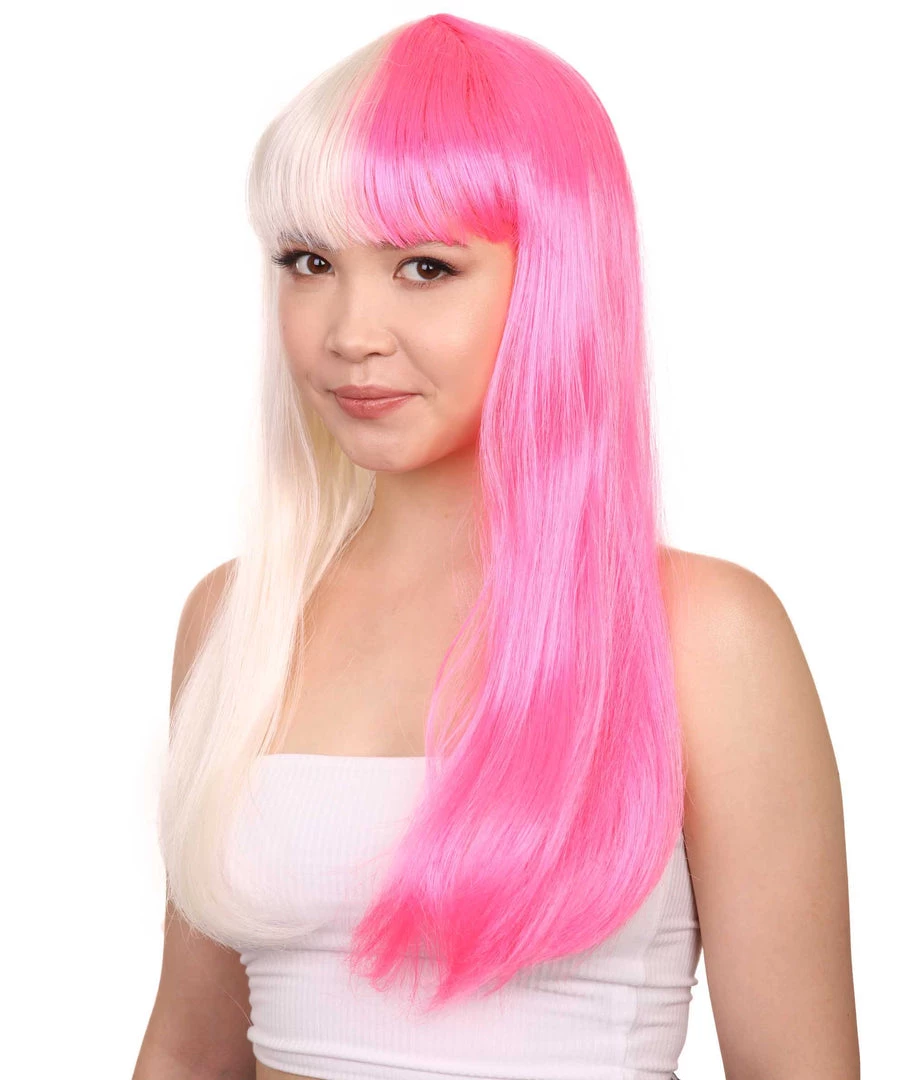 HPO Women's Long Bob Blonde & Pink Womens Wig | Dramatical Cosplay Halloween Wig | Premium Breathable Capless Cap 2 HPO Women's Long Bob Blonde & Pink Womens Wig | Dramatical Cosplay Halloween Wig | Premium Breathable Capless Cap