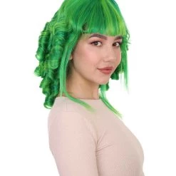 HPO Womens 18th Century Colonial Lady Curly Neon Green Historical Wig | Premium Breathable Capless Cap Women's 21 HPO Womens 18th Century Colonial Lady Curly Neon Green Historical Wig | Premium Breathable Capless Cap Women's
