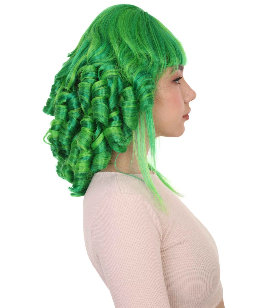 HPO Womens 18th Century Colonial Lady Curly Neon Green Historical Wig | Premium Breathable Capless Cap Women's 5 HPO Womens 18th Century Colonial Lady Curly Neon Green Historical Wig | Premium Breathable Capless Cap Women's