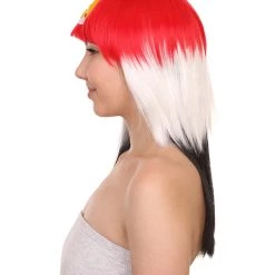 FLAGWIGS Egypt Flag Sport Party Long Bob Wig | Mid Eastern Traditional Halloween Wig | Premium Breathable Capless Cap