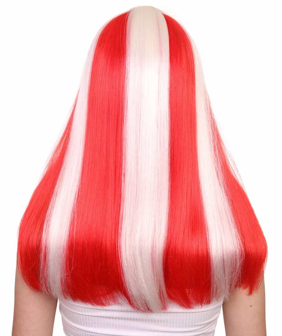FLAGWIGS Women's Denmark Flag Sport Party Long Bob Wig | National Pride Cosplay Halloween Wig | Premium Breathable Capless Cap 4 FLAGWIGS Women's Denmark Flag Sport Party Long Bob Wig | National Pride Cosplay Halloween Wig | Premium Breathable Capless Cap