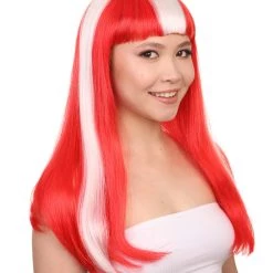 FLAGWIGS Women's Denmark Flag Sport Party Long Bob Wig | National Pride Cosplay Halloween Wig | Premium Breathable Capless Cap 14 FLAGWIGS Women's Denmark Flag Sport Party Long Bob Wig | National Pride Cosplay Halloween Wig | Premium Breathable Capless Cap
