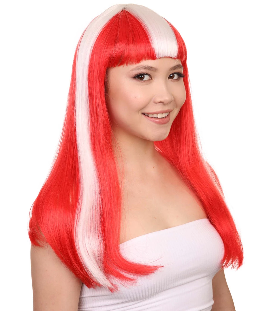 FLAGWIGS Women's Denmark Flag Sport Party Long Bob Wig | National Pride Cosplay Halloween Wig | Premium Breathable Capless Cap 6 FLAGWIGS Women's Denmark Flag Sport Party Long Bob Wig | National Pride Cosplay Halloween Wig | Premium Breathable Capless Cap