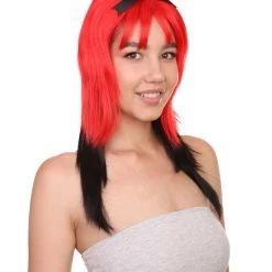 HPO Red Black Devil Women's Wig | Party Ready Fancy Cosplay Halloween Wig | Premium Breathable Capless Cap 14 HPO Red Black Devil Women's Wig | Party Ready Fancy Cosplay Halloween Wig | Premium Breathable Capless Cap