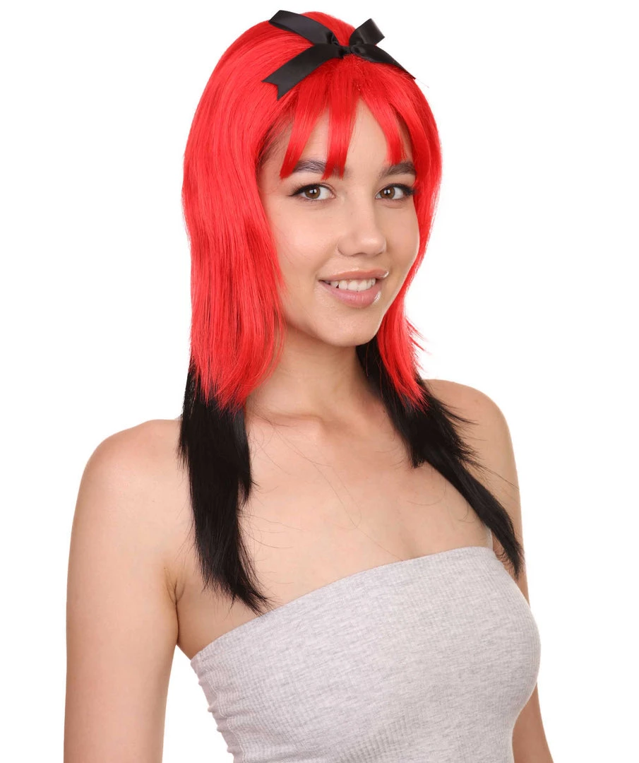 HPO Red Black Devil Women's Wig | Party Ready Fancy Cosplay Halloween Wig | Premium Breathable Capless Cap 6 HPO Red Black Devil Women's Wig | Party Ready Fancy Cosplay Halloween Wig | Premium Breathable Capless Cap
