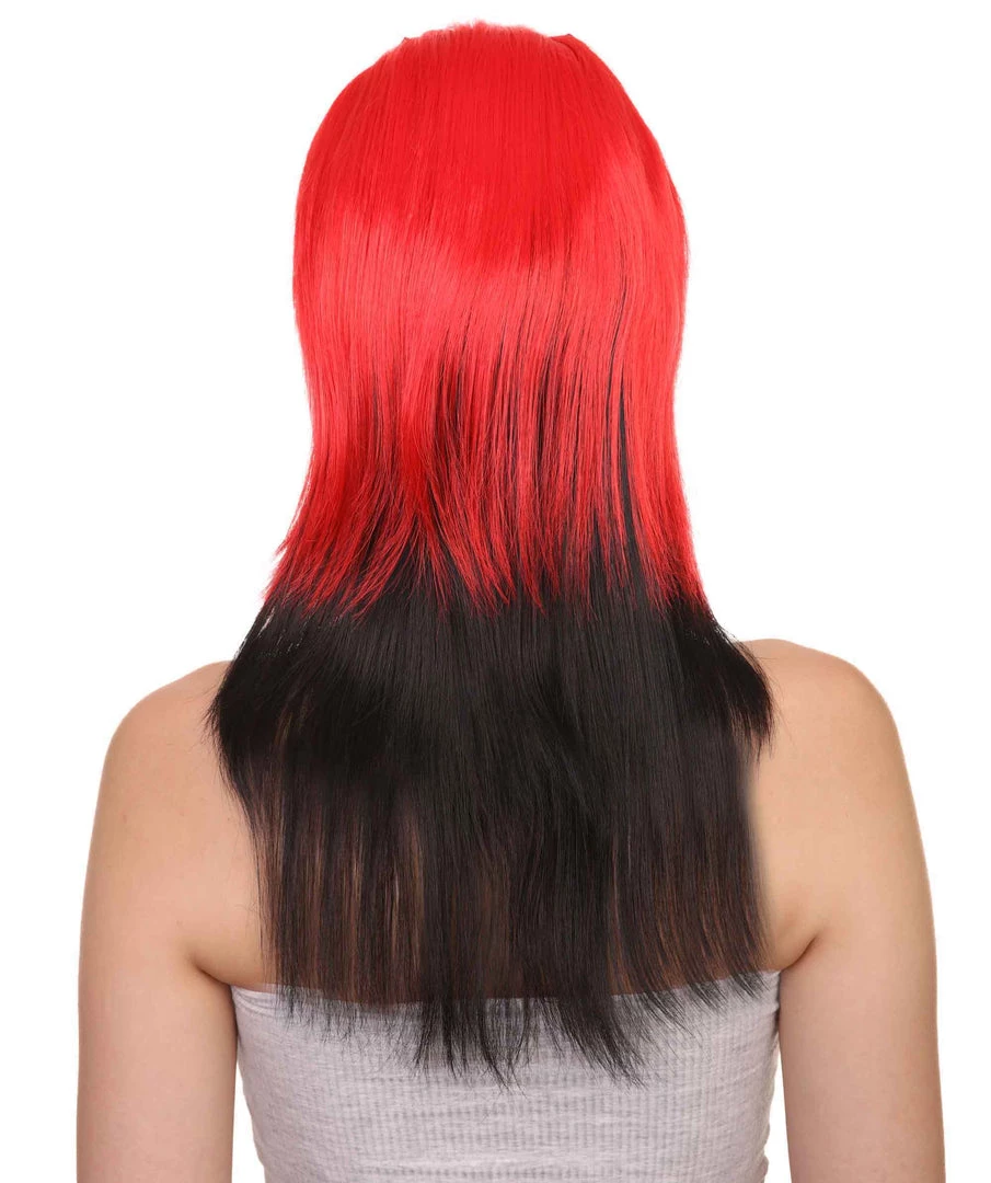 HPO Red Black Devil Women's Wig | Party Ready Fancy Cosplay Halloween Wig | Premium Breathable Capless Cap 4 HPO Red Black Devil Women's Wig | Party Ready Fancy Cosplay Halloween Wig | Premium Breathable Capless Cap