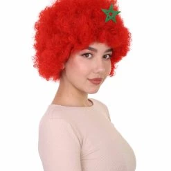 FLAGWIGS Women's Morocco Flag Sport Afro Halloween Wig