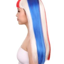 FLAGWIGS Women's Costa Rica Flag Sport Party Long Bob Wig | Premium Breathable Capless Cap 11 FLAGWIGS Women's Costa Rica Flag Sport Party Long Bob Wig | Premium Breathable Capless Cap