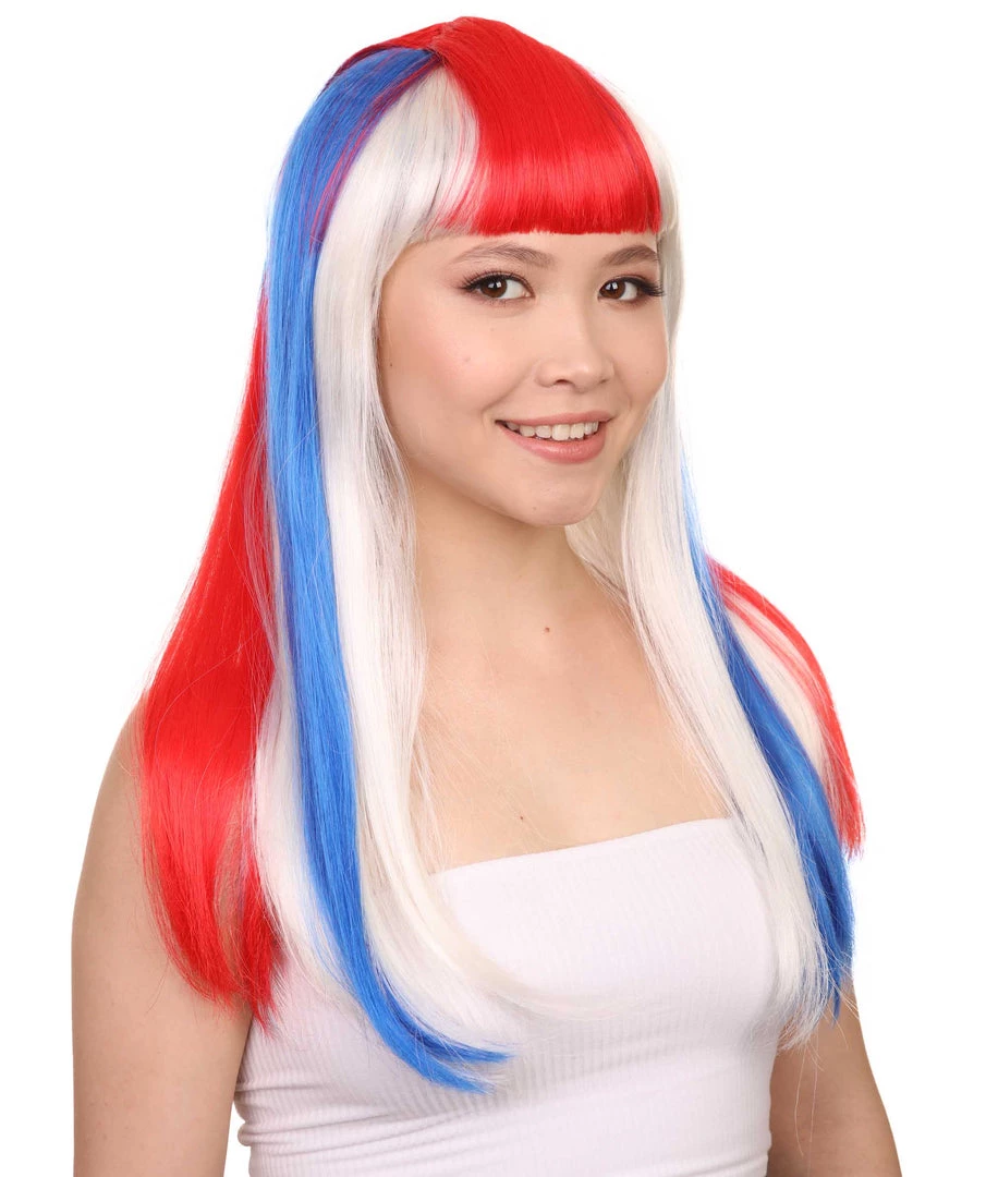 FLAGWIGS Women's Costa Rica Flag Sport Party Long Bob Wig | Premium Breathable Capless Cap 6 FLAGWIGS Women's Costa Rica Flag Sport Party Long Bob Wig | Premium Breathable Capless Cap