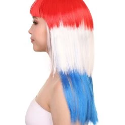 FLAGWIGS Croatia Flag Sport Party Long Bob Wig | Premium Breathable Capless Cap