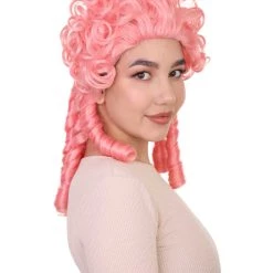 HPO Women Colonial Historical Wigs | Pink Cosplay Halloween Wigs | Premium Breahable Capless Cap 14 HPO Women Colonial Historical Wigs | Pink Cosplay Halloween Wigs | Premium Breahable Capless Cap