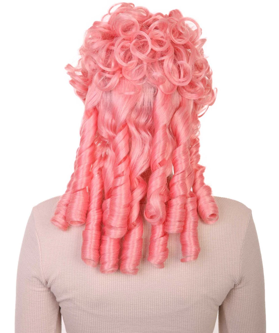 HPO Women Colonial Historical Wigs | Pink Cosplay Halloween Wigs | Premium Breahable Capless Cap 4 HPO Women Colonial Historical Wigs | Pink Cosplay Halloween Wigs | Premium Breahable Capless Cap
