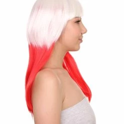 FLAGWIGS Poland Flag Sport Party Long Bob Wig | White Red National Pride Wig | Premium Breathable Capless Cap