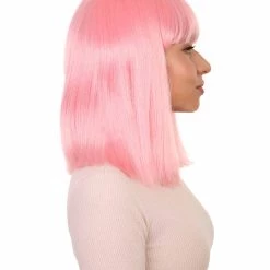 HPO Womens Lt. Pink Bob Wig | Fancy Party Event Ready Halloween Wig | Premium Breathable Capless Cap